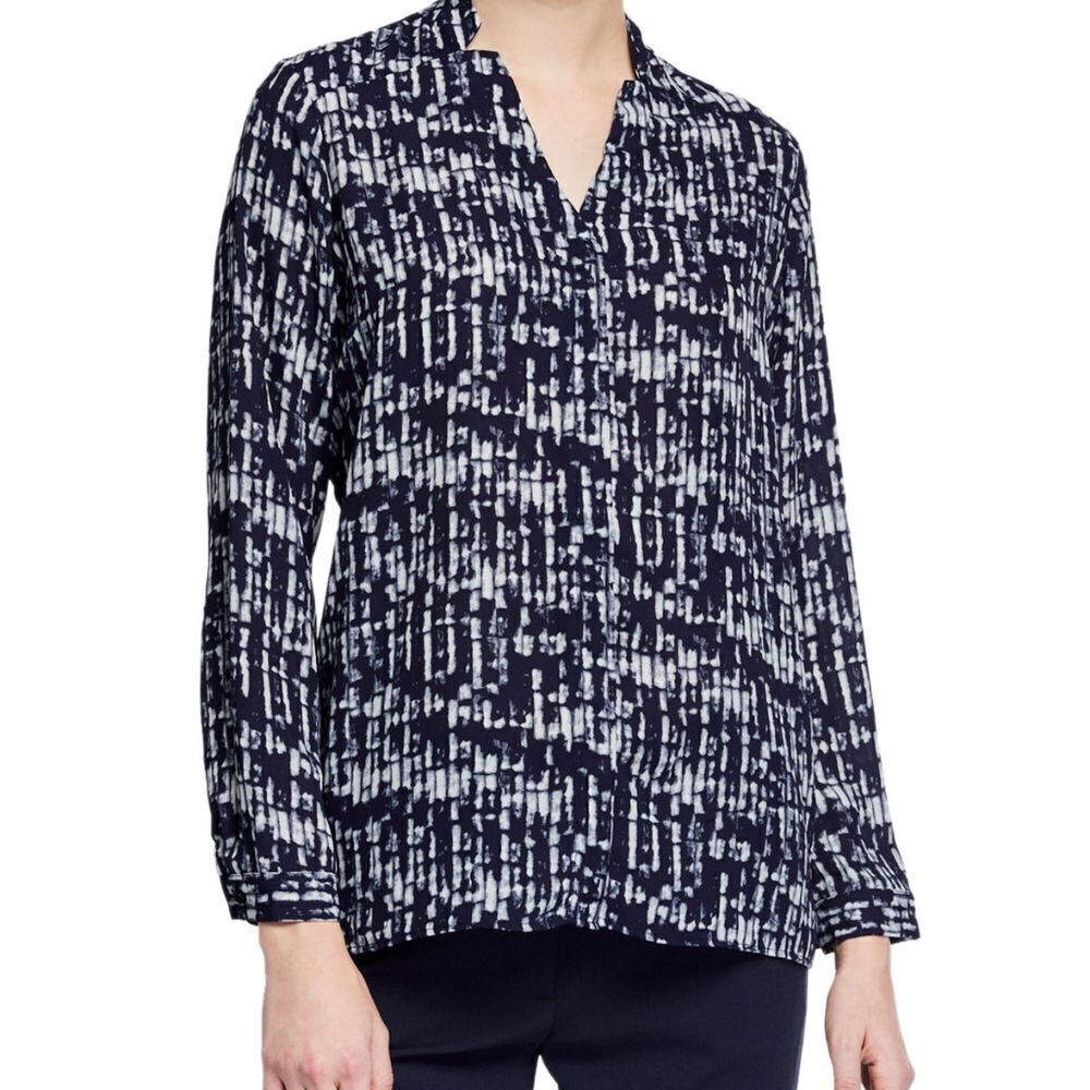 Long-Sleeve Button-Front Blouse S/P